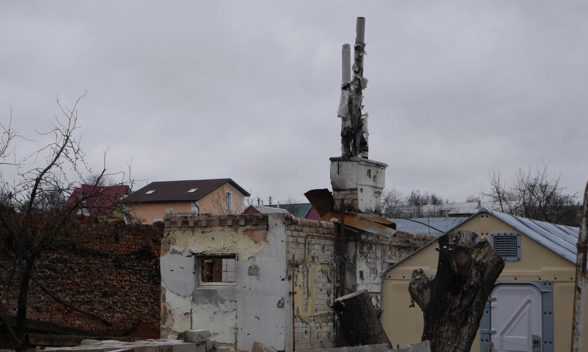 U24 -Ukraine24 Foundation. Charitable Foundation - Street of destroyed homes in the eastern part of Chernihiv.